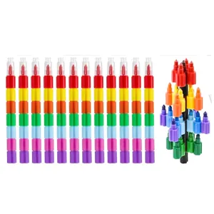 Stapelbare Baustein Wachsmalstifte kreative bunte Malstifte fur Kinder und Schule.