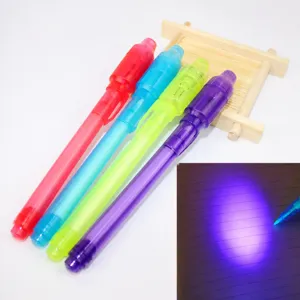 Kunststoff UV unsichtbare Tinte Stift mit LED Licht, bunten Zauber Geldscheinprüfer Stift.
