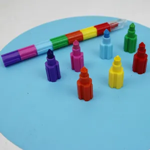Stapelbare Block Wachsmalstifte Set, mehrfarbige kreative Buntstifte für Kinder und Schule.