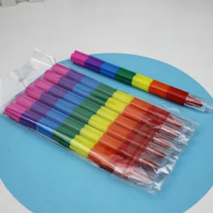 Stapelbare buntheit Wachsmalstifte Set, Regenbogen Block Pastellkreide für kreatives Malen Schule.