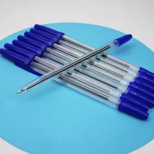 Transparenter Schaft blaue Kappe Kugelschreiber Grossgepack 0.7mm glattes Schreiben Buro