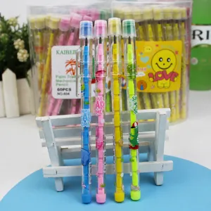 Lápiz mecánico apilable de 10 segmentos para niños, lápiz de bala sin afilar muy divertido.