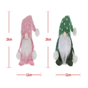 Detailed dimensions showing 29cm height for pink and green Christmas gnome plush dolls