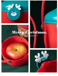 Vue détaillée de la boîte cadeau de Noël en forme de renne pour pommes et bonbons