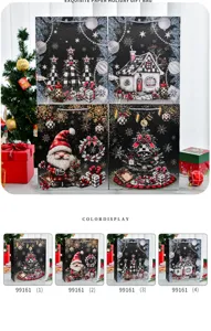 Weihnachtliche Geschenktüten aus Papier mit Goldfolienmustern und SKU-Kennzeichnung.