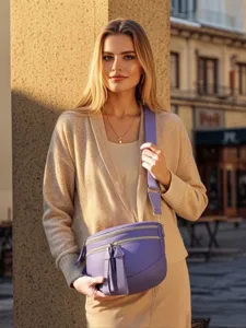 Elegante bolso bandolera de tela Oxford morada impermeable para mujer