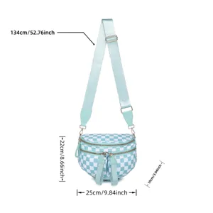 Bolso bandolera de oxford a cuadros impermeable con guía de tallas y dimensiones completa