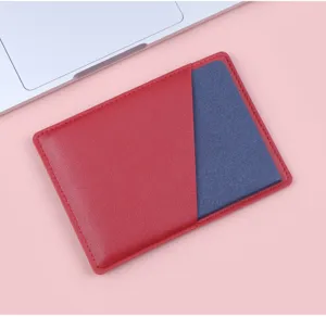 Ultra-slim red faux leather passport holder and minimalist credit card wallet sleeve