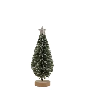 Handmade Nordic style mini felt Christmas tree ornament with wooden base and glitter star