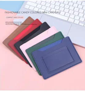 Selection of colorful ultra-thin card holders in a stylish desk setting