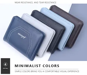 Vista detallada de carteras Jolizeon minimalistas en diversos colores con textura de cuero