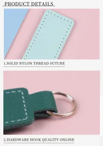 Detailansicht des minimalistischen PU-Leder-Schlüsselanhängers mit Nylon-Nähten.