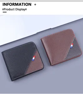 Vista superior de dos elegantes carteras cortas de cuero para hombre en negro y marrón.