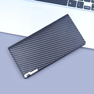 Uomo Portafoglio Lungo Texture Fibra Di Carbonio Ultra Sottile Business Abito Portafoglio Porta Carte Bifold Lungo