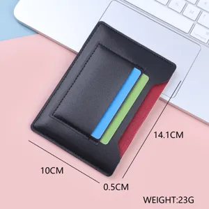 Ultra-thin black leather passport holder and card wallet, size 10x14.1cm, lightweight 23g