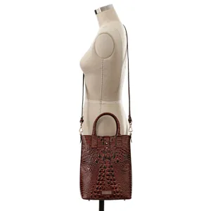 Bolso de Mano Vintage de Cuero PU Con Relieve de Cocodrilo para Mujer Bolso Tote de Gran Capacidad Bandolera Con Herrajes Dorados