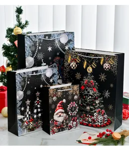 Weihnachtsgeschenktüten Set in verschiedenen Größen mit edler Goldprägung und Motiven