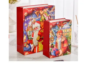Sacchetti regalo di Natale festivi con stampe colorate di Babbo Natale in carta