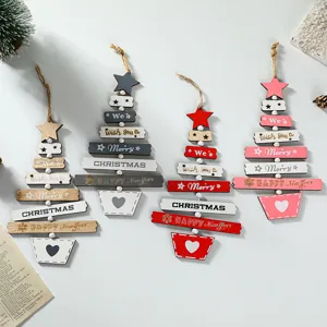 Adornos Colgantes de Madera para Árbol de Navidad Estilo Nórdico Impresión de Letras Festivas Estrella Corazón Regalo