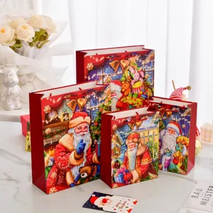 Sacchetto Regalo di Natale Grande Cartone Babbo Natale Modello Rosso Festivo Cartone Borsa a Mano Festa Sacchetto Bomboniera Con Manici