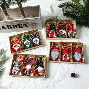 Weihnachten Holz Wichtel Anhänger Bemalte Zwerg Elfe Hängende Ornamente Für Weihnachtsbaum Dekorationen Feiertag Haus Party