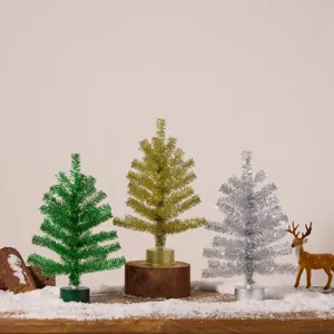 Elektrisch Rotierende Spieluhr Weihnachtsbaum Mini Tischdekoration Mit LED Lichter Galvanisierte Metallische Weihnachtsdeko Für Zuhause Büro Geschenk