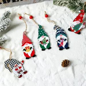 5er-Set niedliche Weihnachts-Zwergenanhänger aus Holz für festliche Dekoration