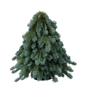 Decorative lifelike mini PE artificial Christmas tree with music and rotating base