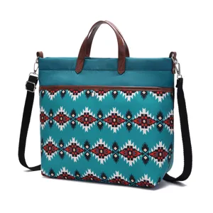 Large vintage Bohemian Aztec pattern waterproof tote crossbody laptop bag for women
