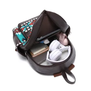 Bohemian ethnic backpack interior showing large storage capacity
