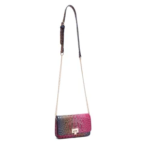 Bolso bandolera vintage con degradado y motivo de cocodrilo con cadena