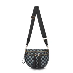 Bolso de hombro Oxford con patrón de tablero y correa ajustable para mujer.