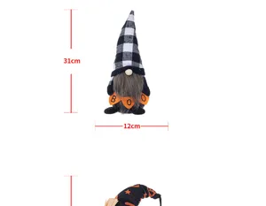 Halloween plush gnome doll with BOO banner, dimensions 31cm height and 12cm width