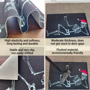 Halloween skeleton Santa doormat anti-slip brushed fleece entrance rug