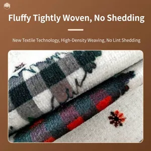 Detailed view of Christmas plaid door mat featuring dense weave and soft texture