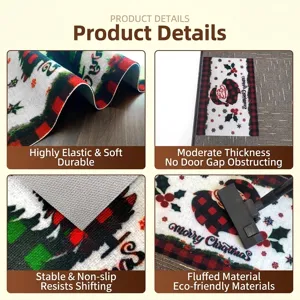 Christmas themed non-slip doormat showing soft texture and durable material