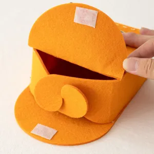 Bolsa de fieltro naranja de Halloween para caramelos con cierre de velcro útil