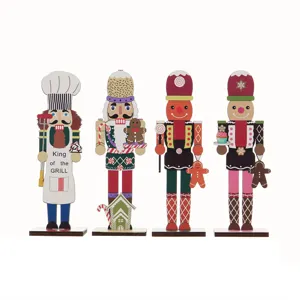Wooden nutcracker soldier set of 4 for festive Christmas home decorations and holiday gifts