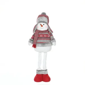 Poupée de bonhomme de neige de Noël en peluche avec bonnet rouge et pull nordique