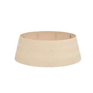 Modern minimalist beige ribbed plastic Christmas tree collar base cover for festive decoration