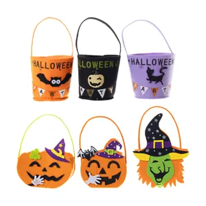 Halloween Filz Süßigkeitentüten für Kinder mit festlichem Kürbis Hexe und Fledermaus Design
