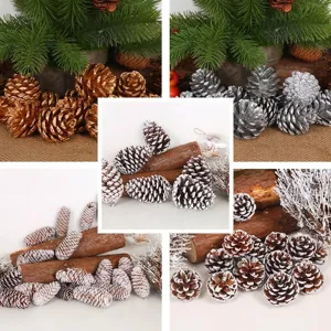 Piñas de Pino Secas Naturales Paquete Material DIY Para Decoración de Navidad Accesorios de Fotografía Diseño de Escena Rústica Artesanía Oro Plata Blanco