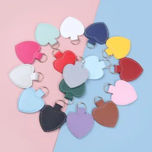 Herzform PU Leder Schlüsselanhänger Kreative Macaron Farbe Anti-Verlust Schlüsselring Für Damen Tasche Anhänger Geschenk