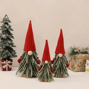 Ornamento Gnomo dell'Albero di Natale Creativo Bambola Senza Volto in Feltro Con Cappello a Maglia Stile Nordico Decorazione da Tavolo per Festa di Natale Casa