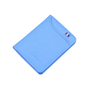 Eleganter himmelblauer Saffiano-Leder-Geldbeutel für Herren mit klassischer Struktur