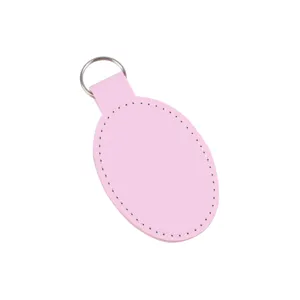 Οβάλ ροζ δερμάτινο μπρελόκ PU για κλειδιά αυτοκινήτου, DIY μενταγιόν τσάντας κρίκο