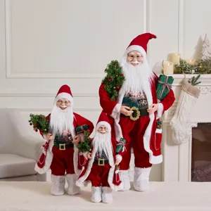 Standing Sequin Santa Claus Figurine Christmas Decoration Home Office Desktop Ornament Festive Party Santa Doll