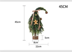 Dimensions détaillées du sapin de Noël artificiel courbé de 45 cm pour bureau