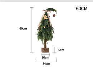 Petit sapin de Noël en PE de 60 cm avec cou tordu et indications de dimensions détaillées