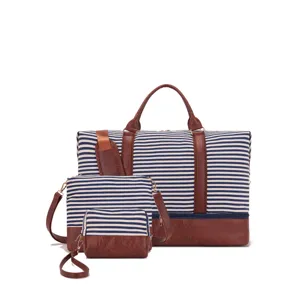 Juego de Bolsas de Viaje de Cuero PU Lona Gran Capacidad Con Compartimento Zapatos Bolsa de Deporte Impermeable para Hombre Mujer